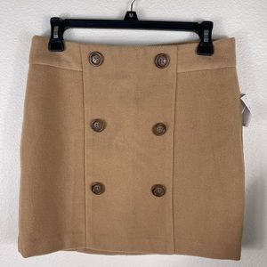 NWT Gap Beige Wool Mini Skirt with Buttons Size 2